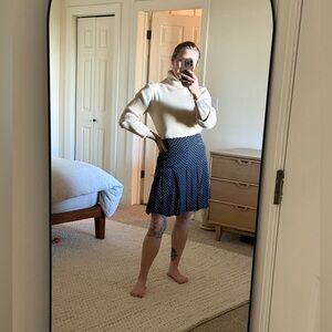 RARE Moschino Navy Polka Dot Pleated Mini Skirt